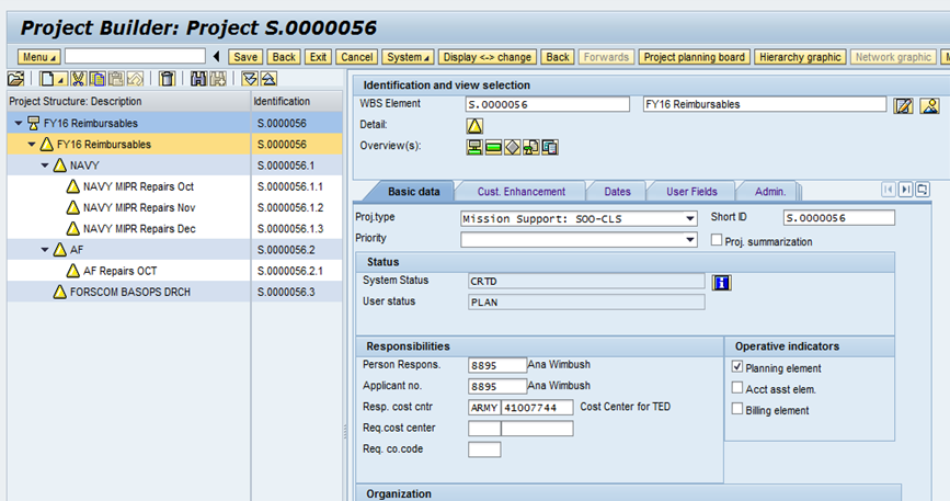 account assignment element operative