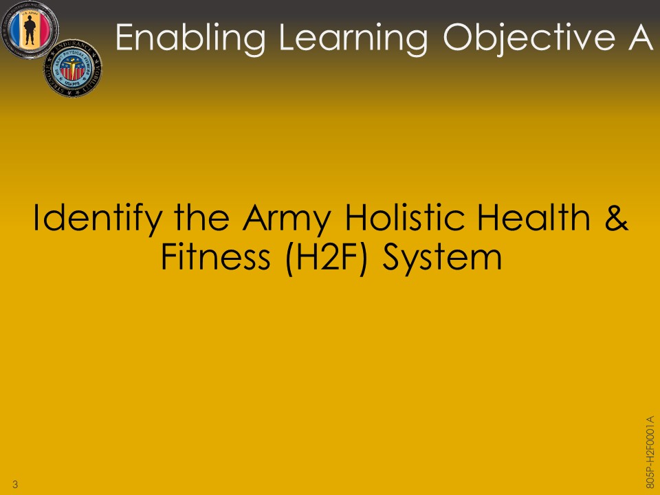 Introduction to the Army Holistic Health and Fitness (H2F) System SSI
